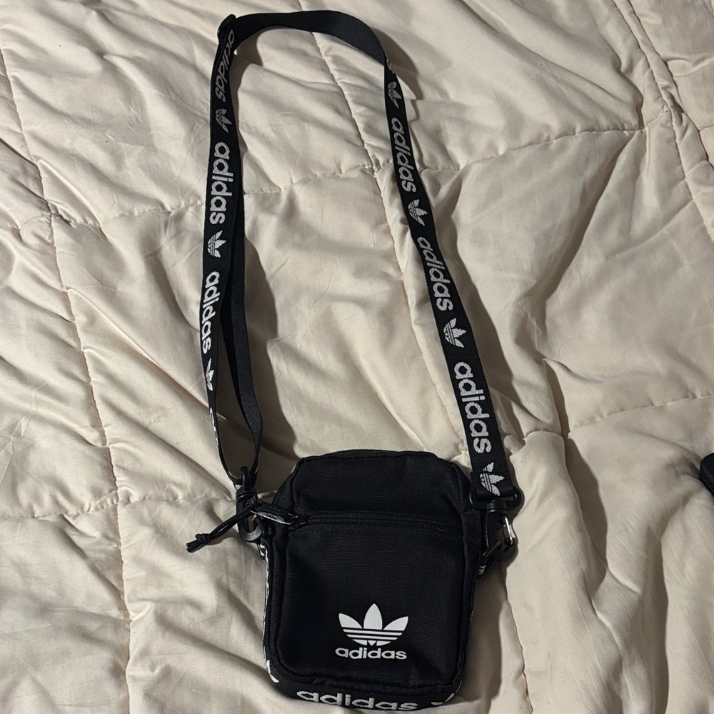 Adidas Black Messenger Bag with Logo Strap